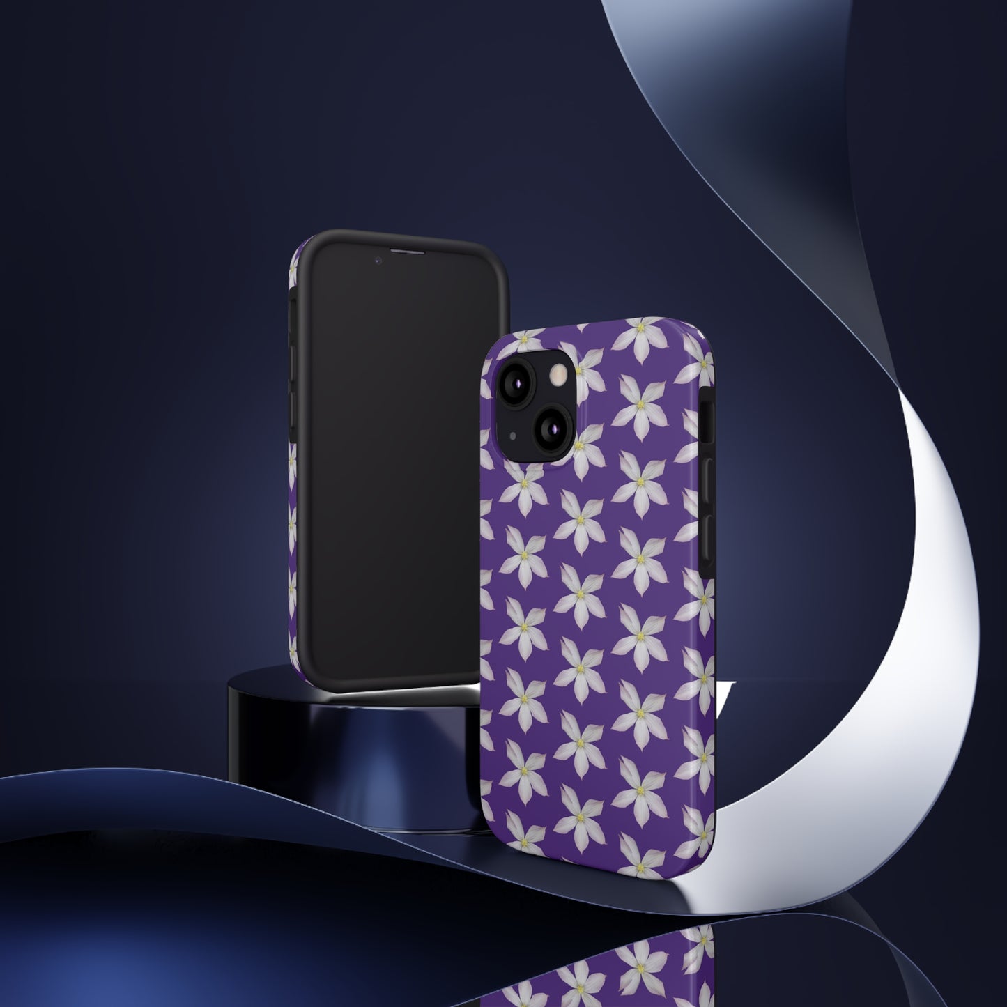 White Clematis Purple Tough Phone Case