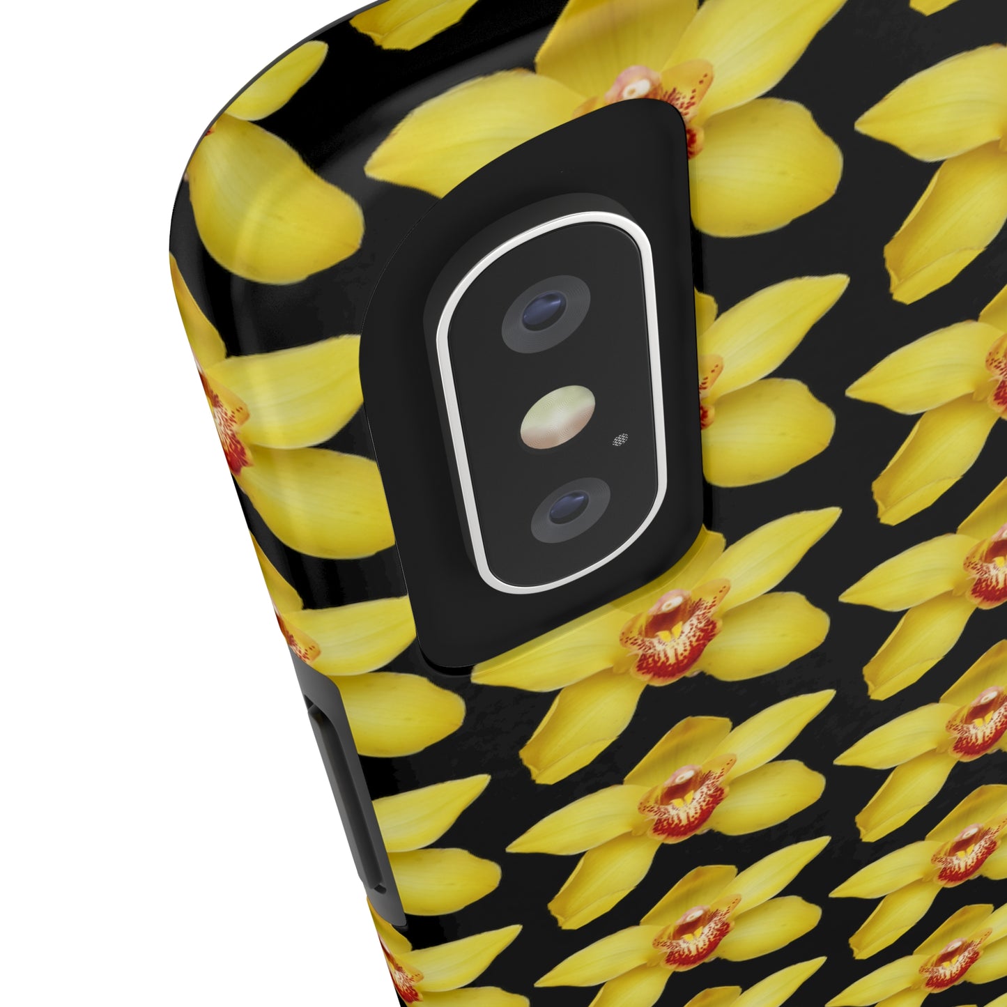 Yellow Cymbidium Orchid Black Tough Phone Case