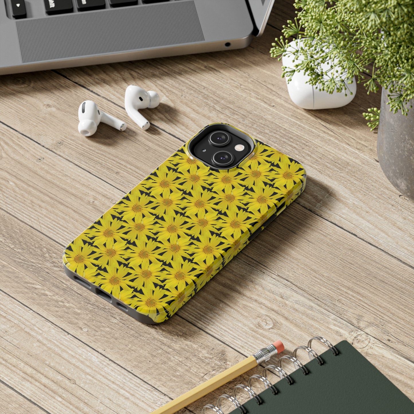 Wall Sunflower Black Tough Phone Case