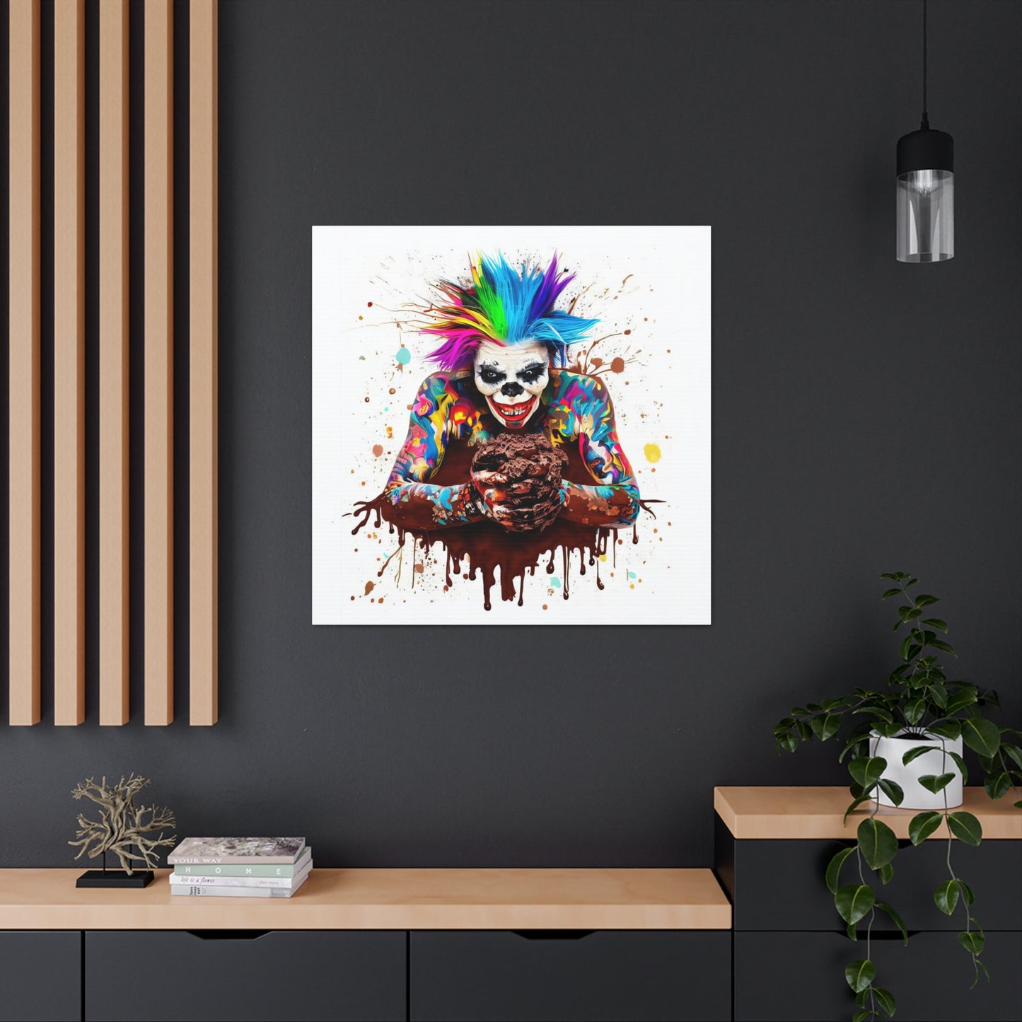 Creepy Clown Chocolate Ice Cream  - Canvas Wall Art