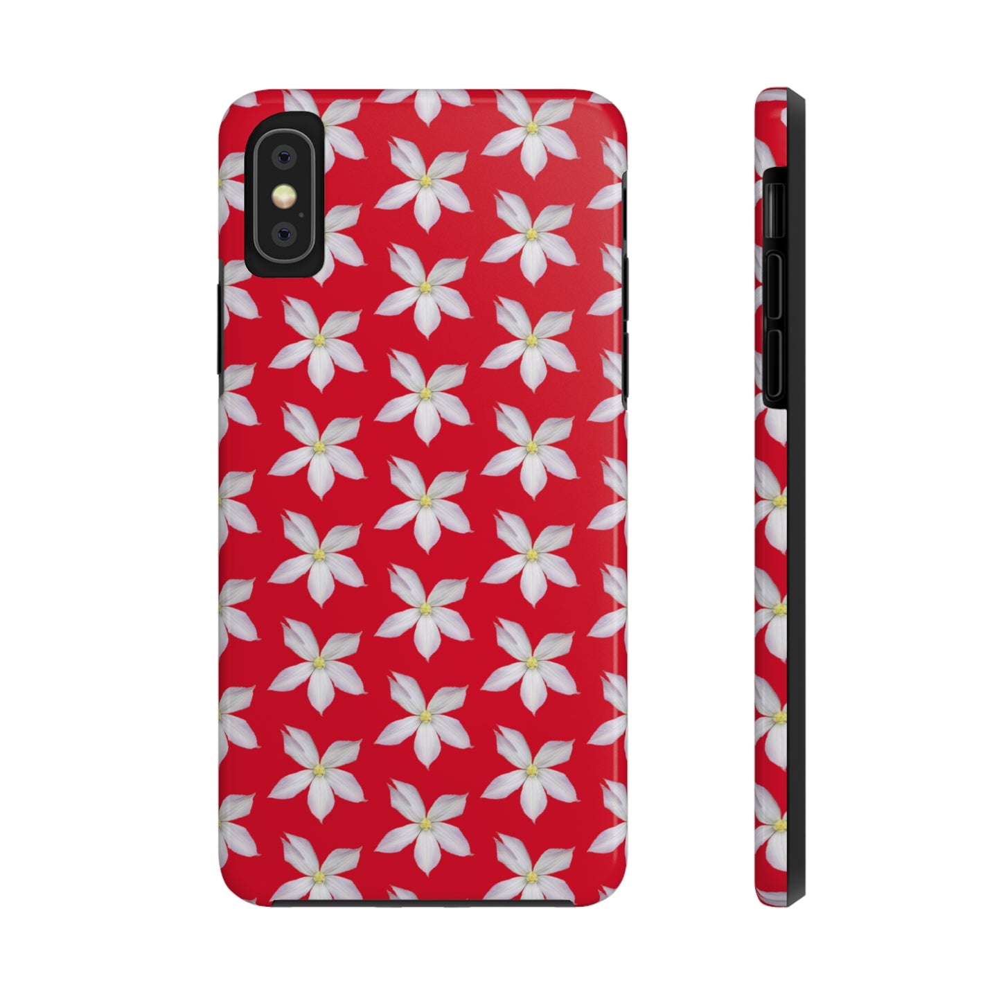 White Clematis Red Tough Phone Case