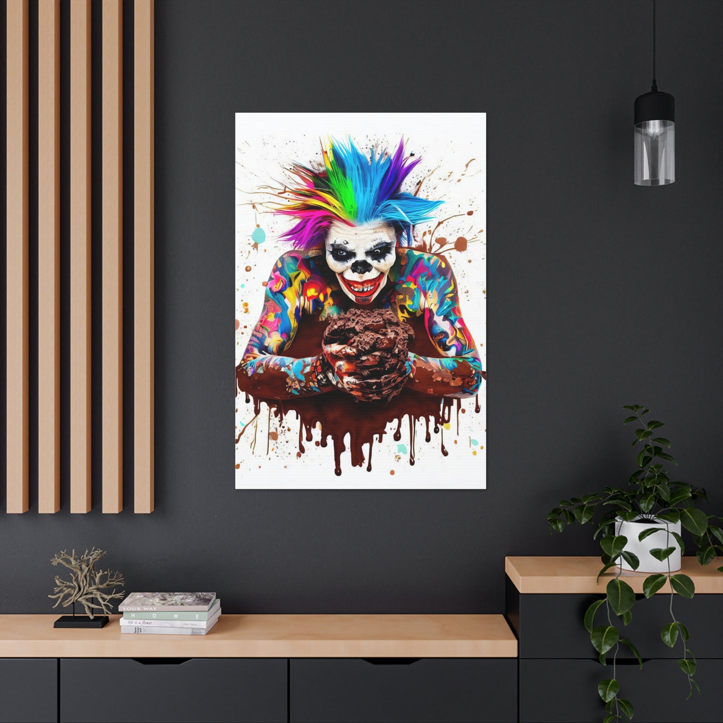 Creepy Clown Chocolate Ice Cream  - Canvas Wall Art