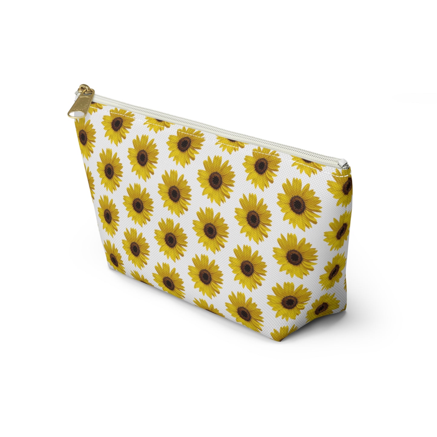 Sunflower White Accessory Pouch w T-bottom