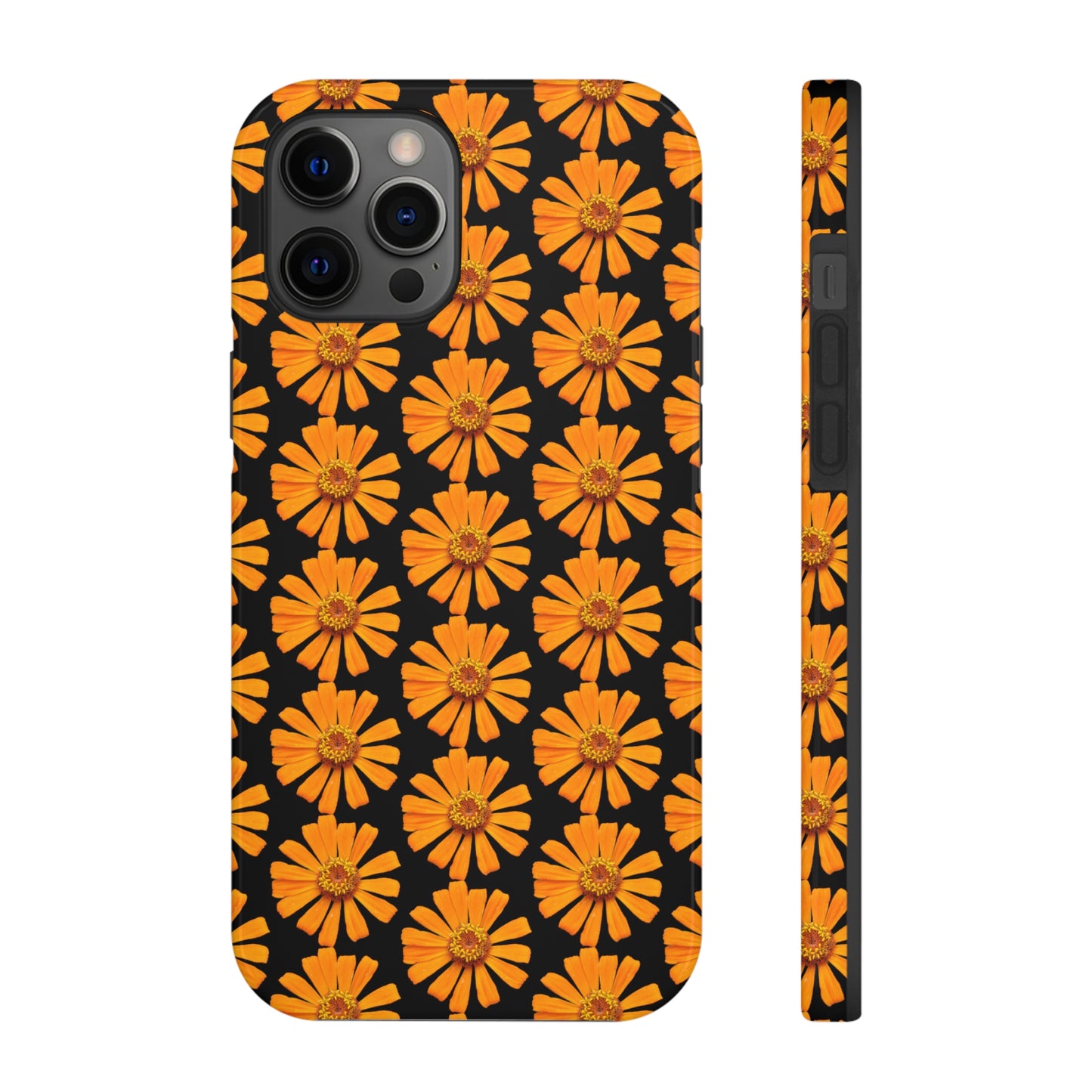 Orange Zinnia Black Tough Phone Case