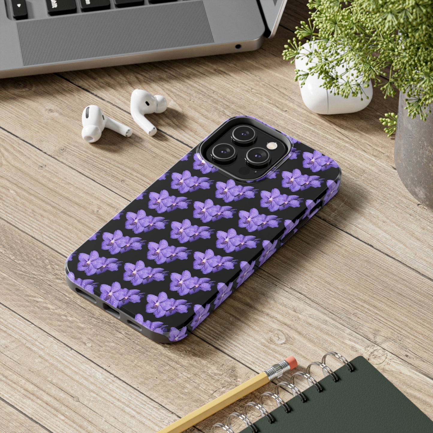 Blue Orchid Black Tough Phone Case