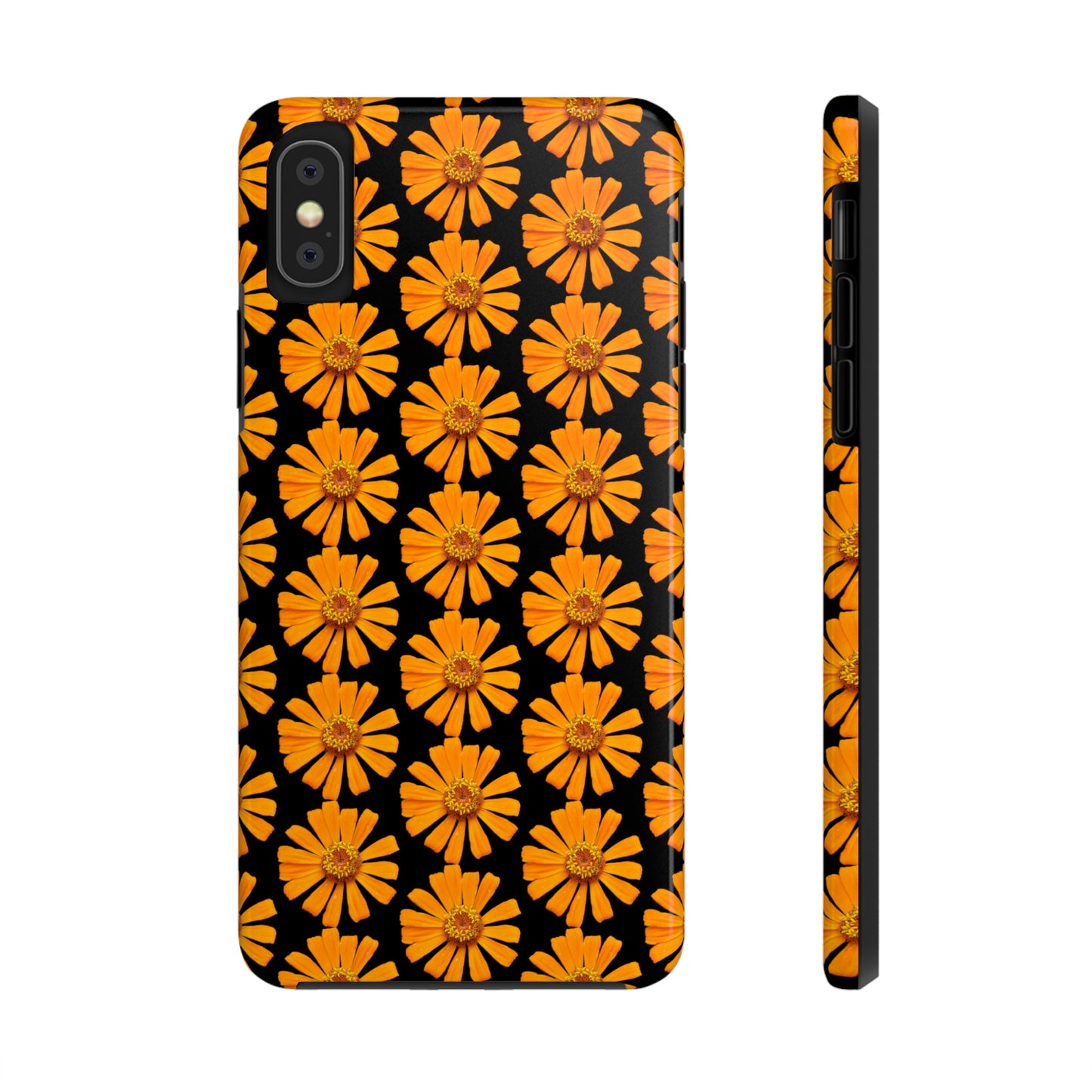 Orange Zinnia Black Tough Phone Case