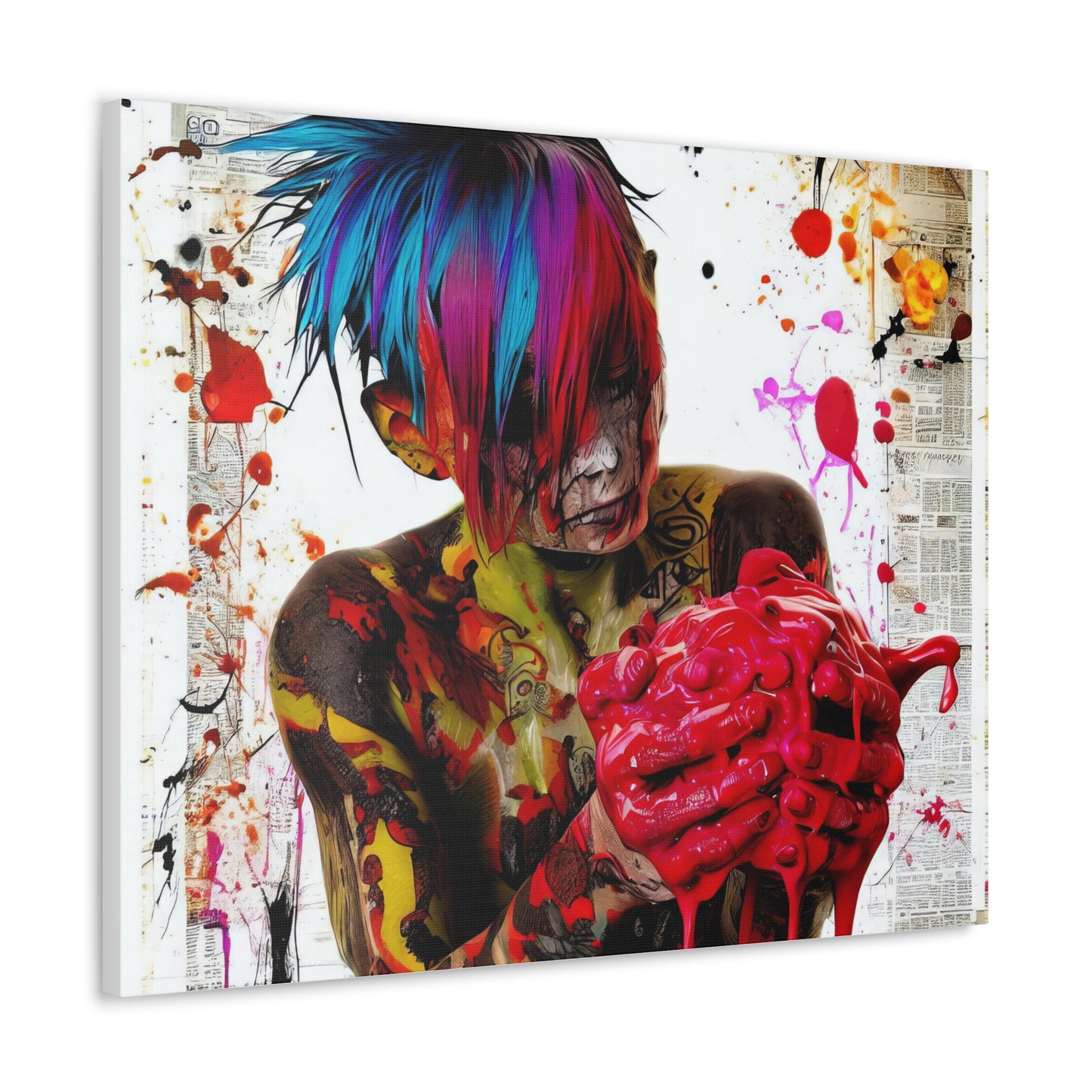 Tattooed Boy with Big Heart  - Canvas Wall Art