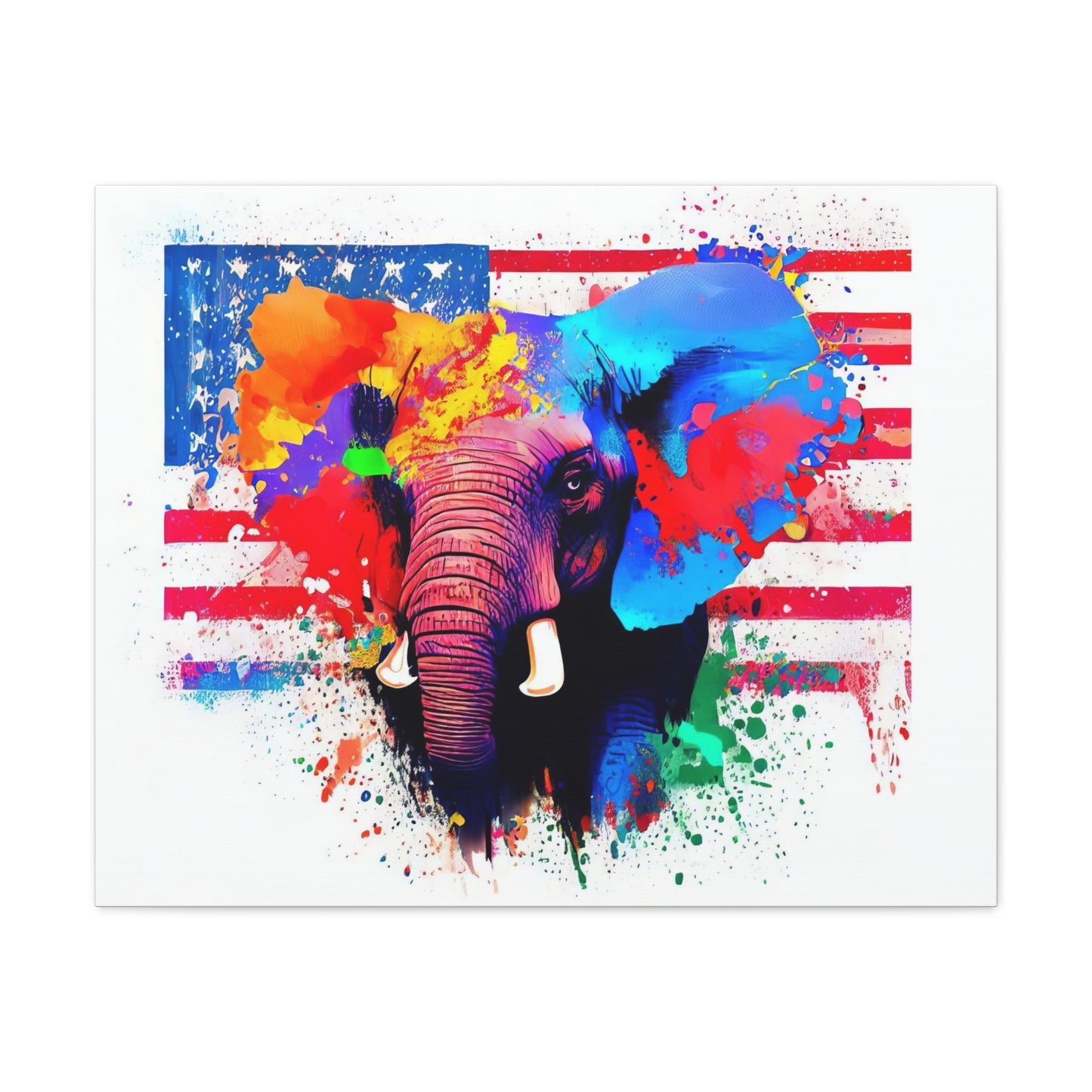 Elephant American Flag - Canvas Wall Art