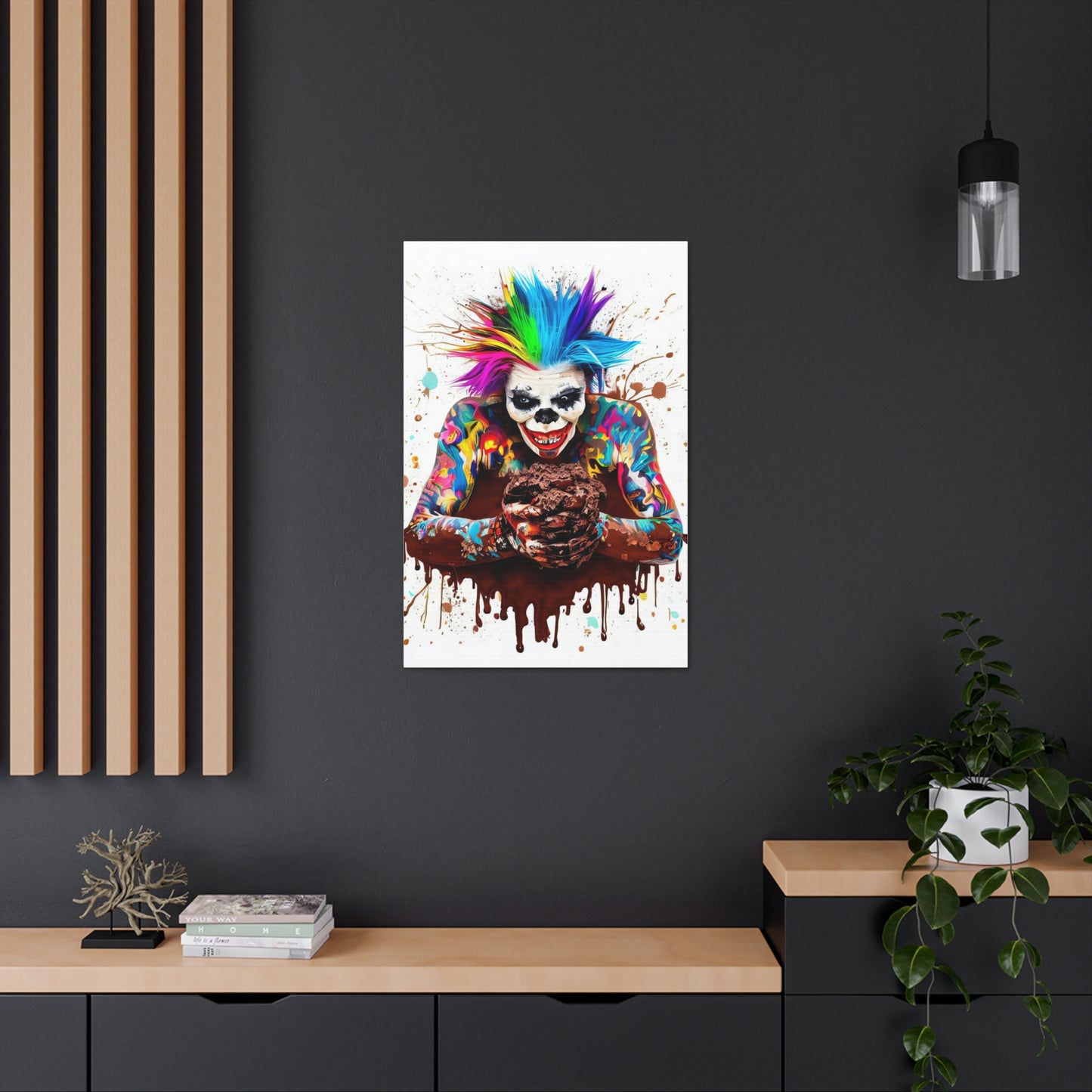 Creepy Clown Chocolate Ice Cream  - Canvas Wall Art