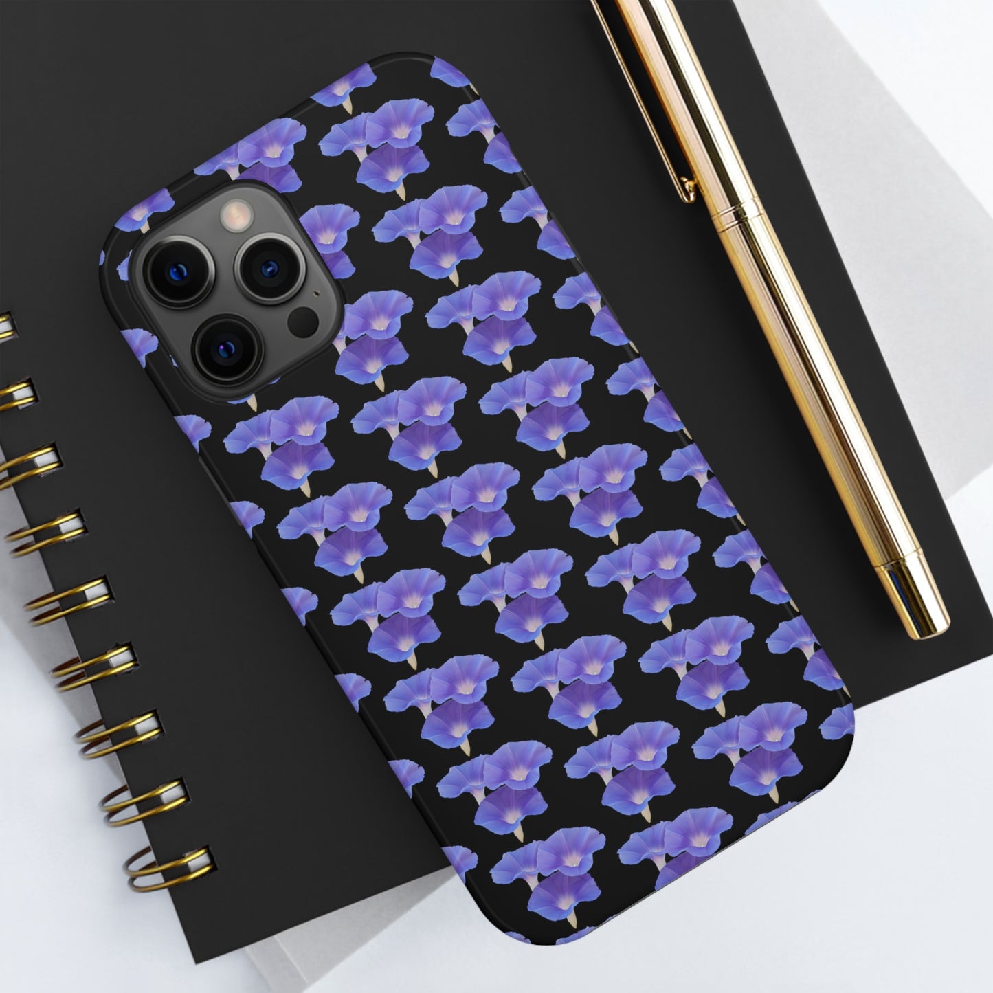 Purple Morning Glory Black Tough Phone Case