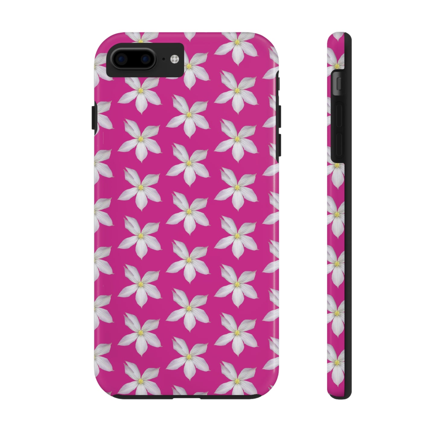 White Clematis Pink Tough Phone Case