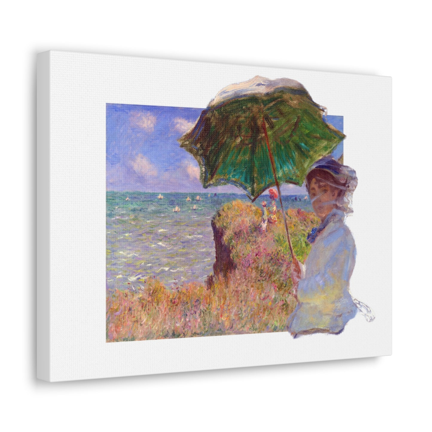 Monet - Woman with Parasol and Cliff Walk at Pourville - Canvas Wall Art