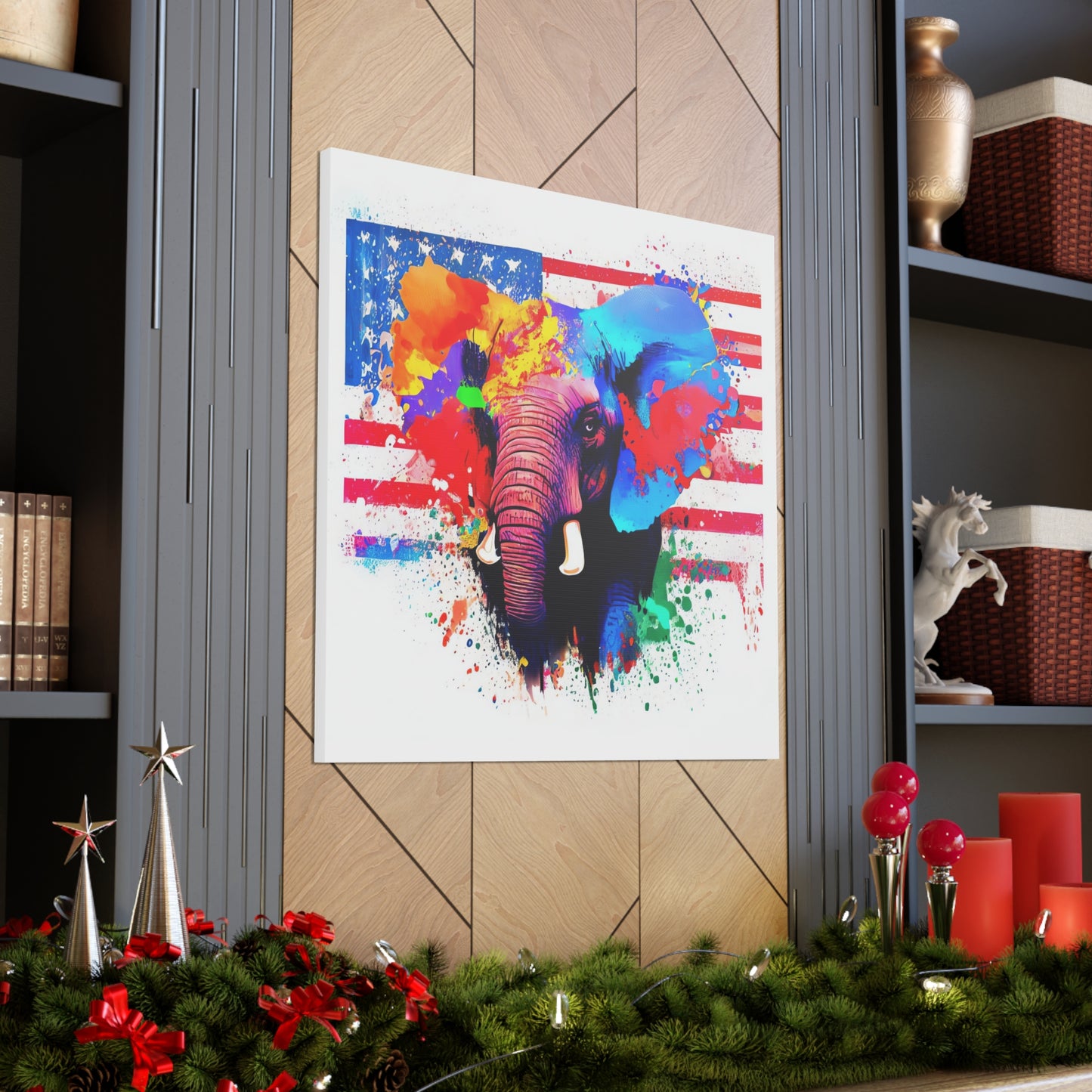 Elephant American Flag - Canvas Wall Art