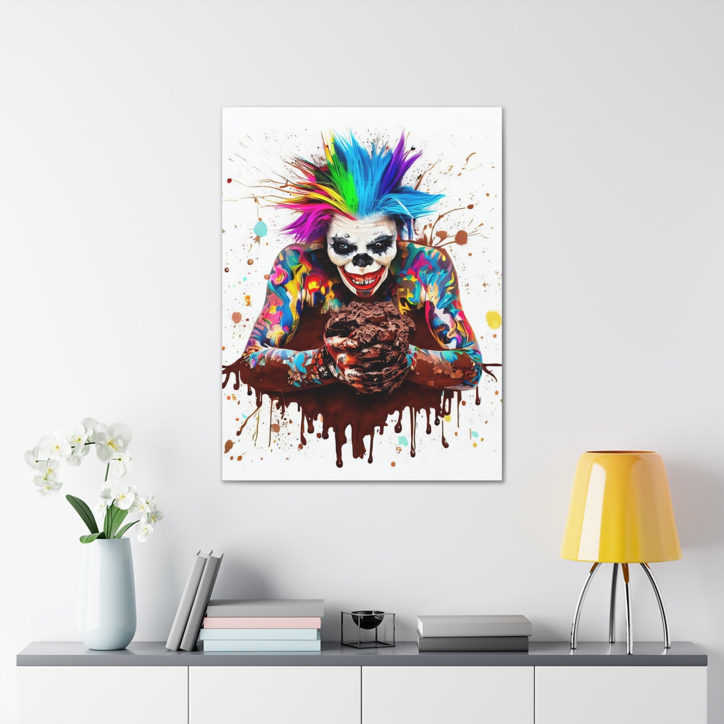 Creepy Clown Chocolate Ice Cream  - Canvas Wall Art