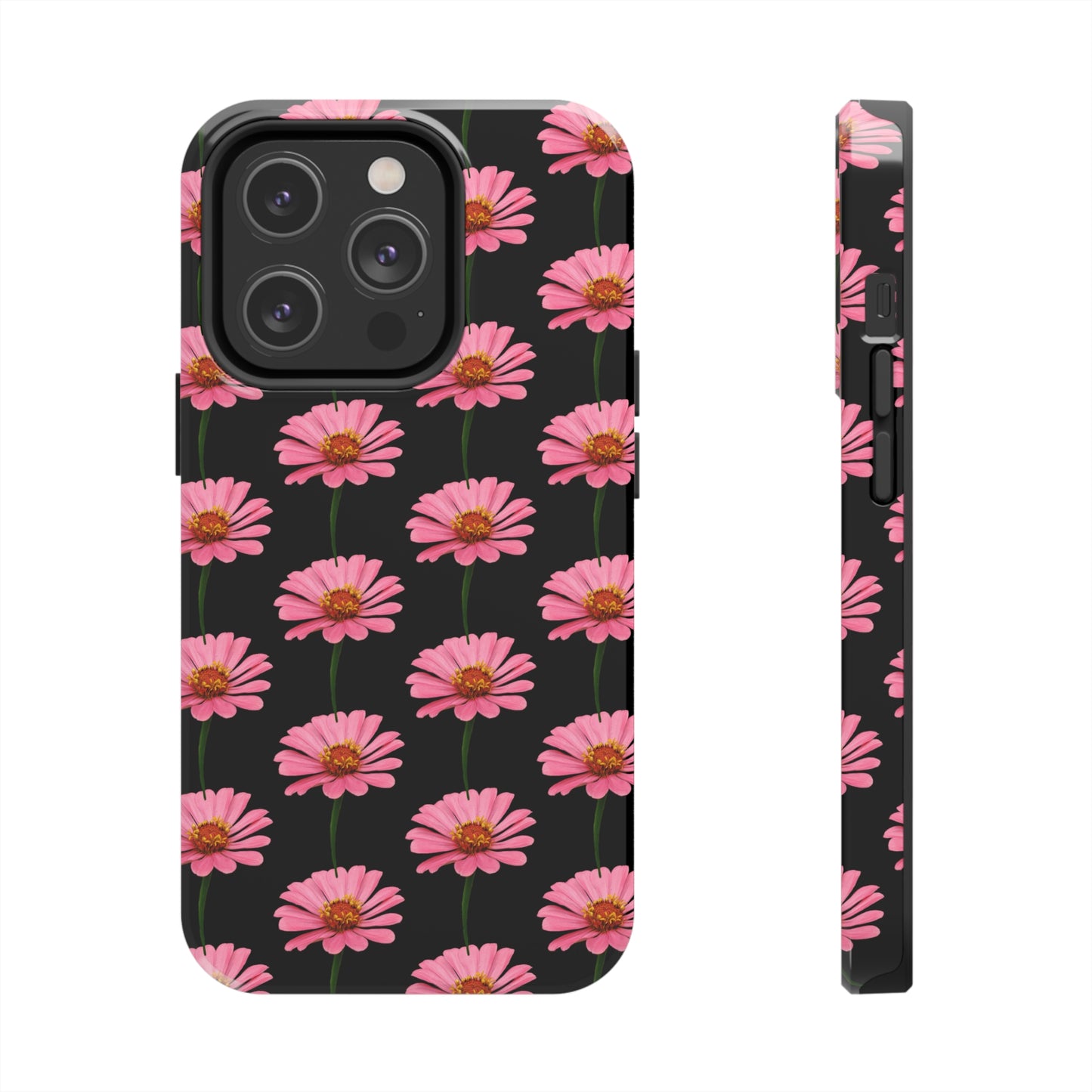 Pink Zinnia Black Tough Phone Case