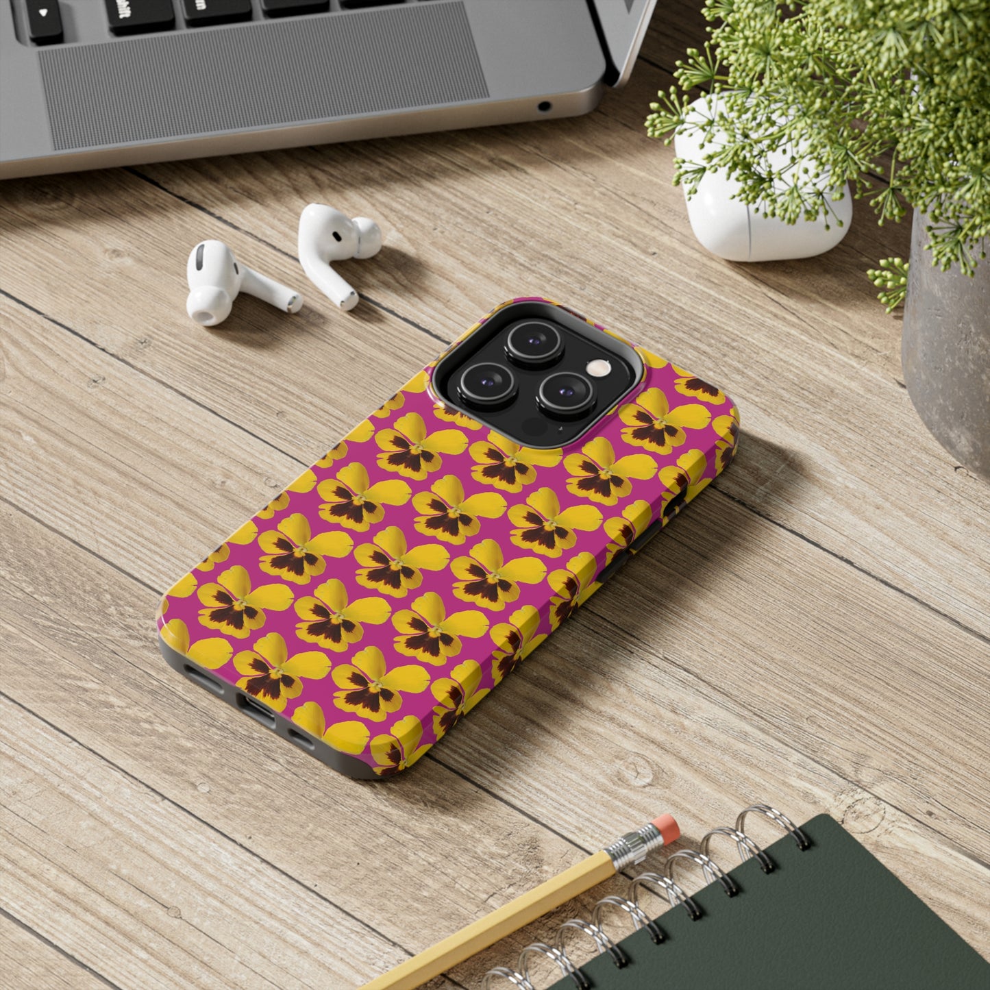 Yellow Pansy Pink Tough Phone Case