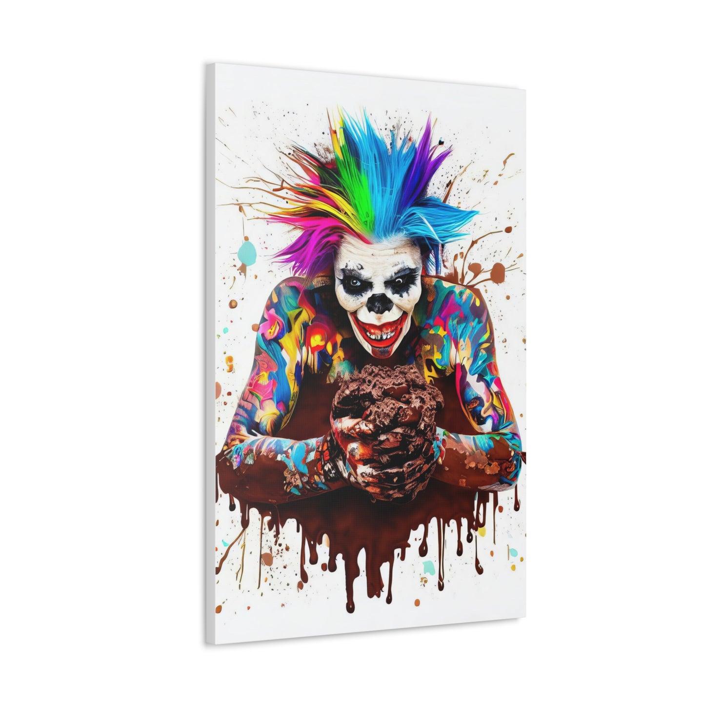 Creepy Clown Chocolate Ice Cream  - Canvas Wall Art