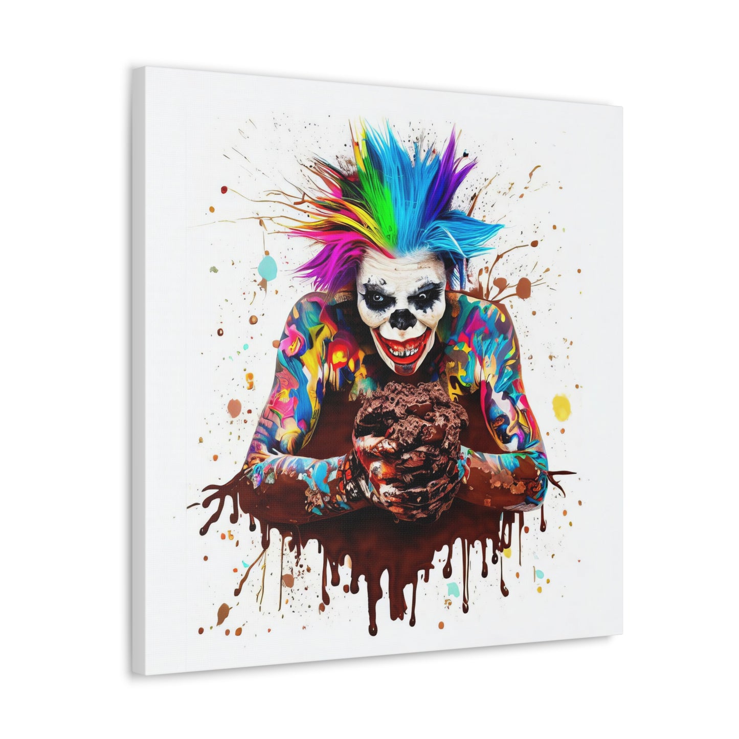 Creepy Clown Chocolate Ice Cream  - Canvas Wall Art