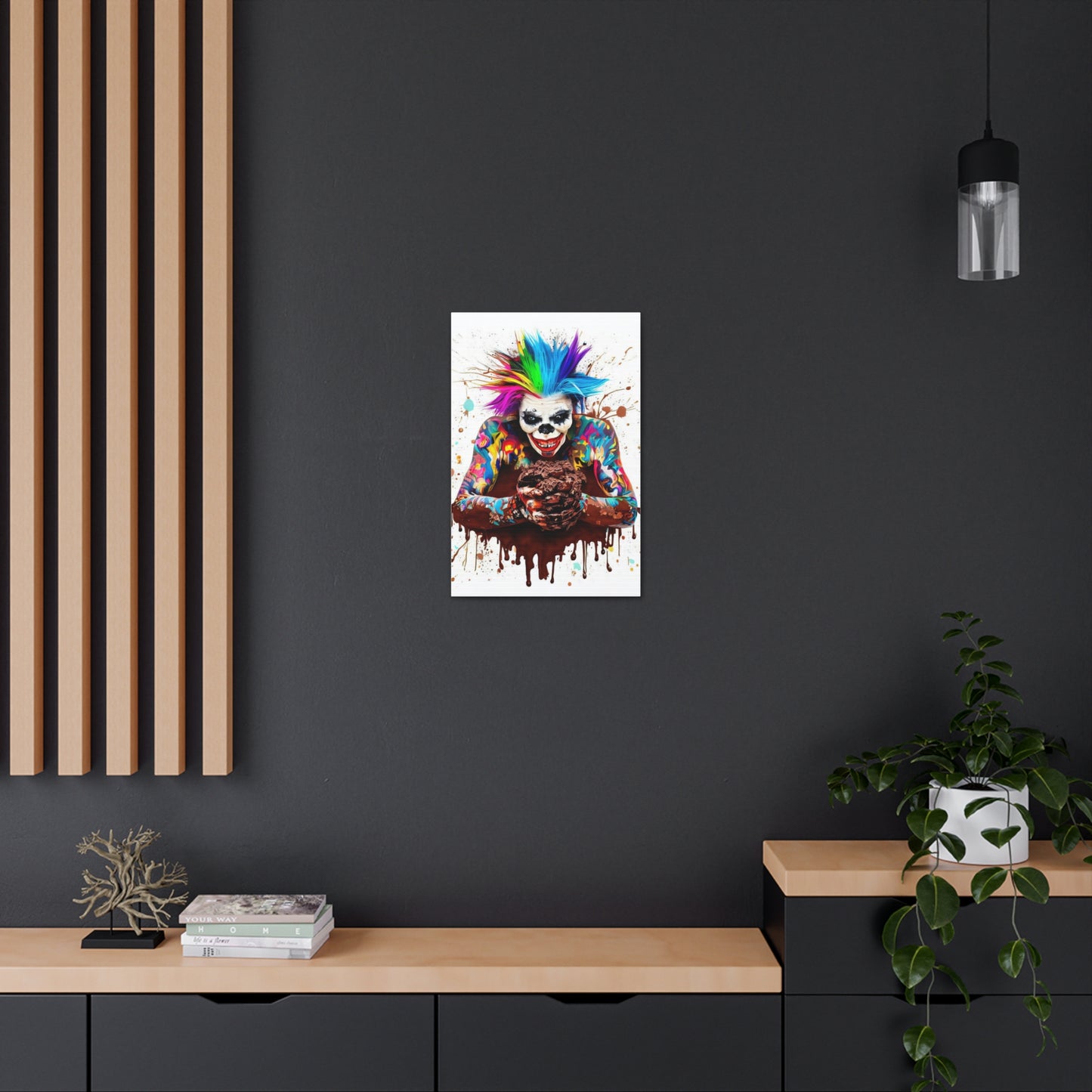 Creepy Clown Chocolate Ice Cream  - Canvas Wall Art