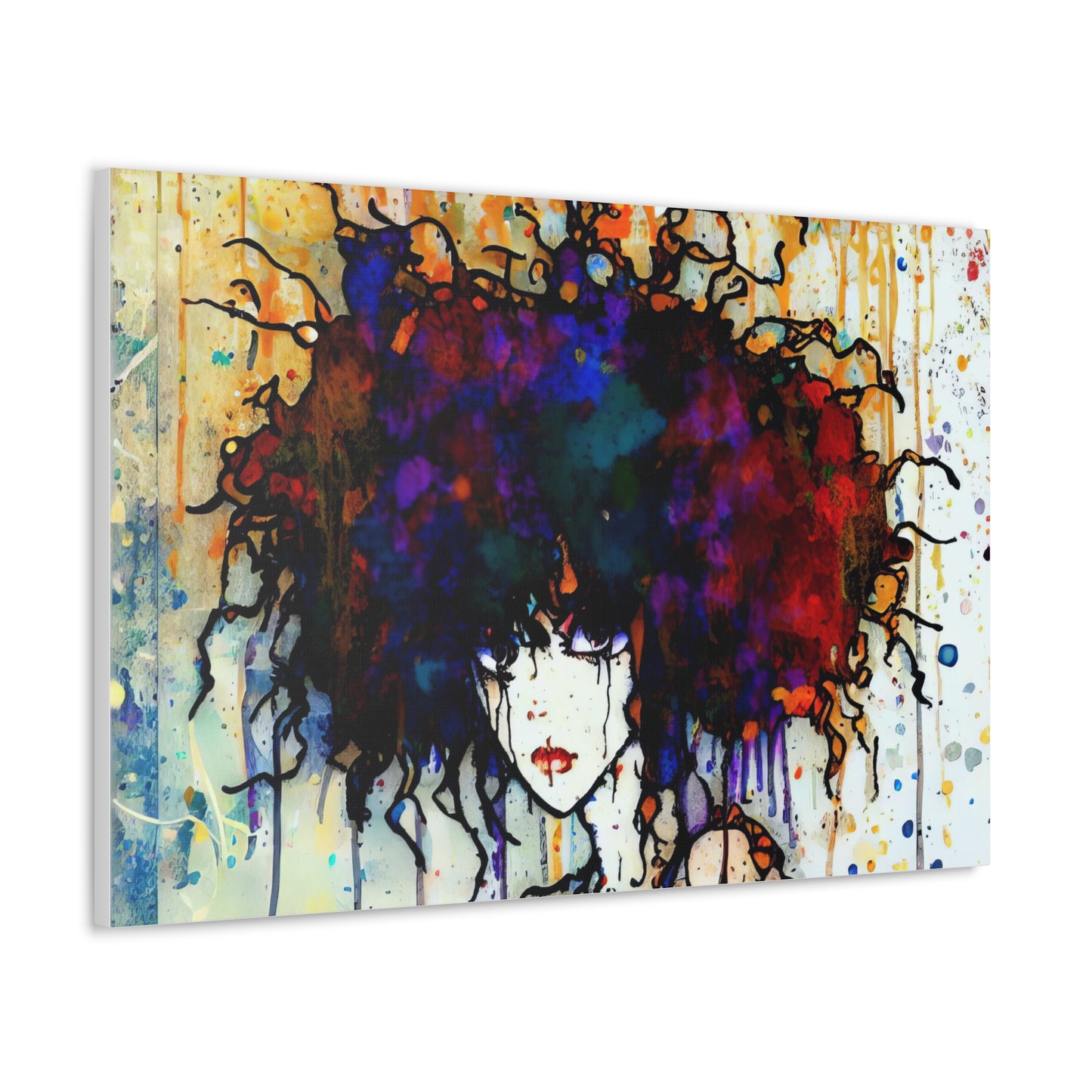 Girl with Big Hair  - Canvas Wall Art