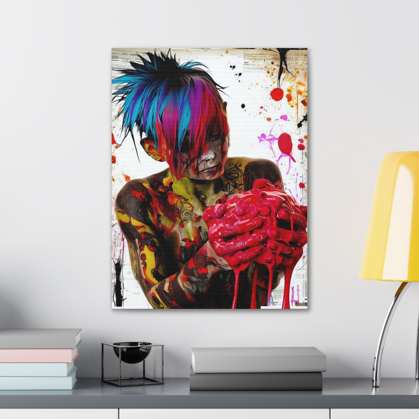 Tattooed Boy with Big Heart  - Canvas Wall Art