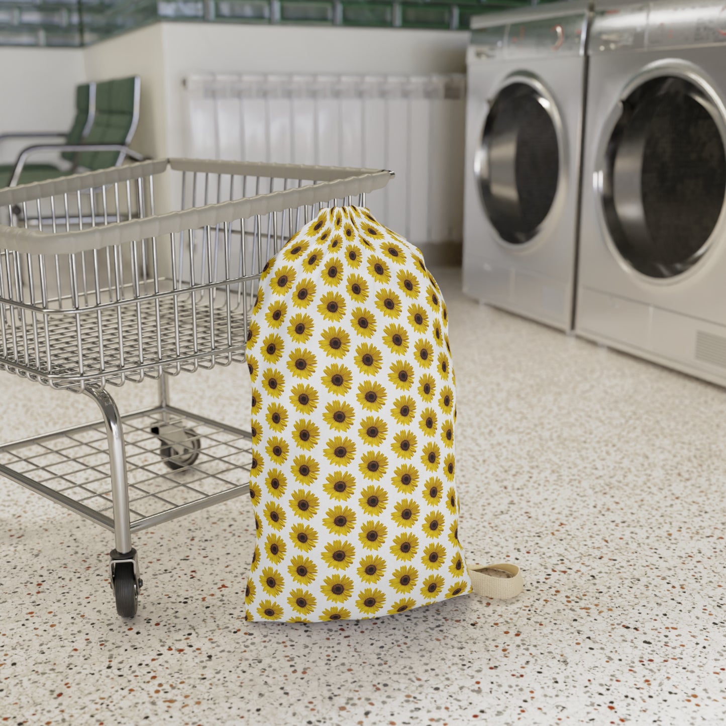 Sunflower White Laundry Bag