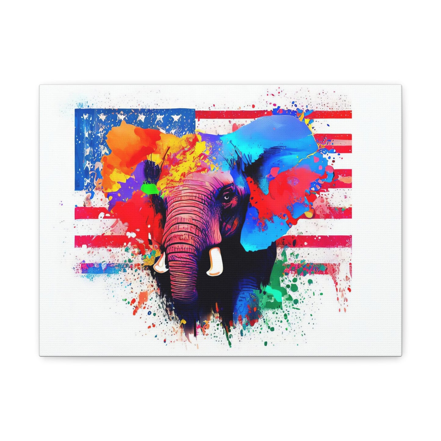 Elephant American Flag - Canvas Wall Art