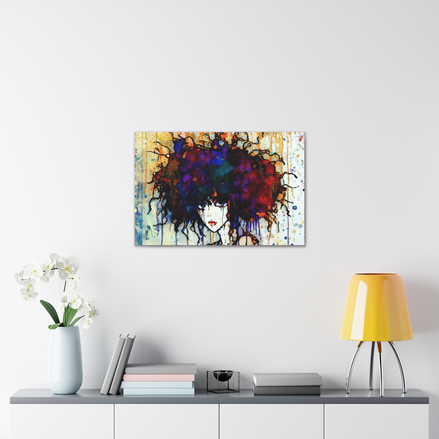 Girl with Big Hair  - Canvas Wall Art