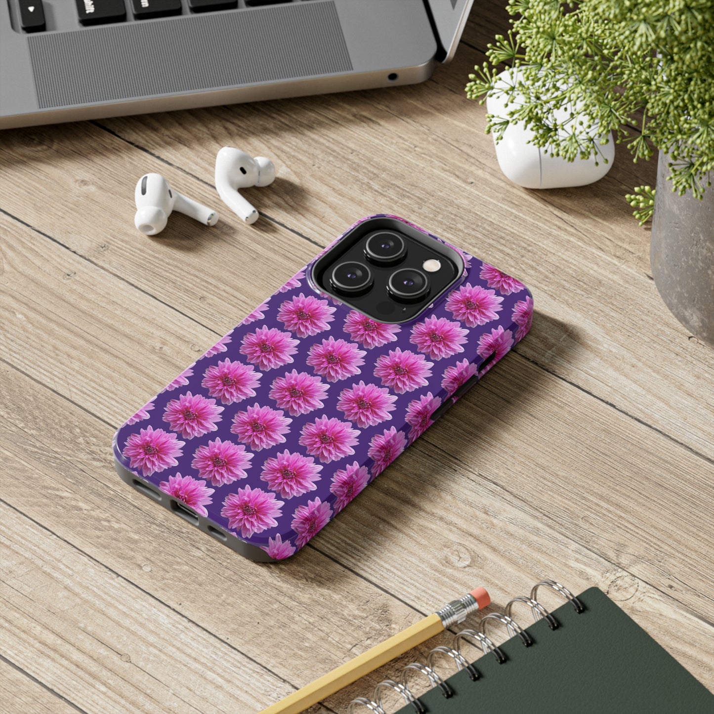 Pink Dahlia Purple Tough Phone Case