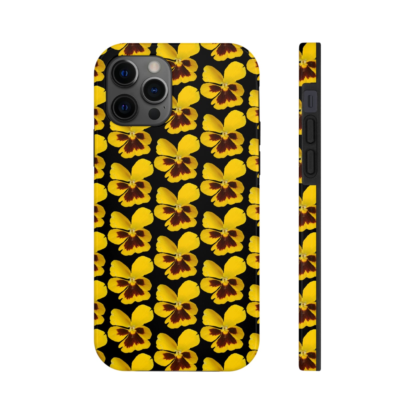 Yellow Pansy Black Tough Phone Case