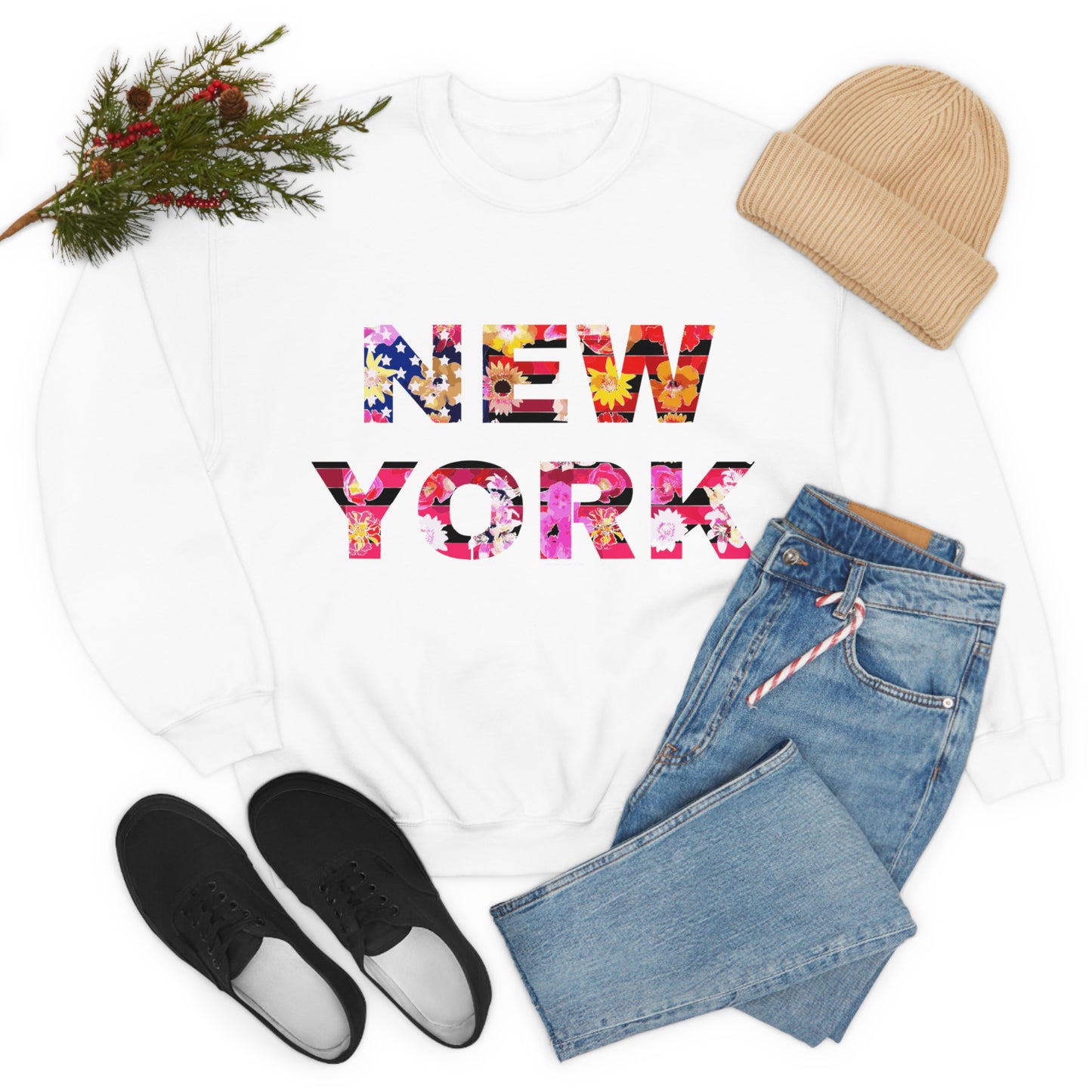 New York Floral Heavy Blend Sweatshirt