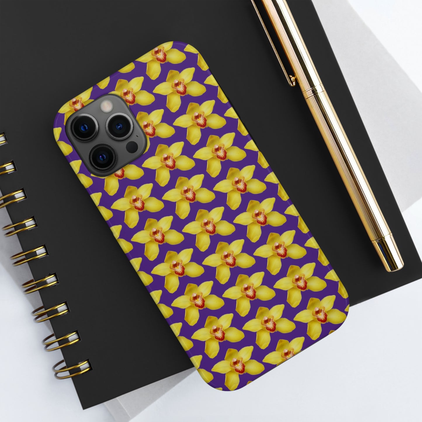 Yellow Cymbidium Orchid Purple Tough Phone Case