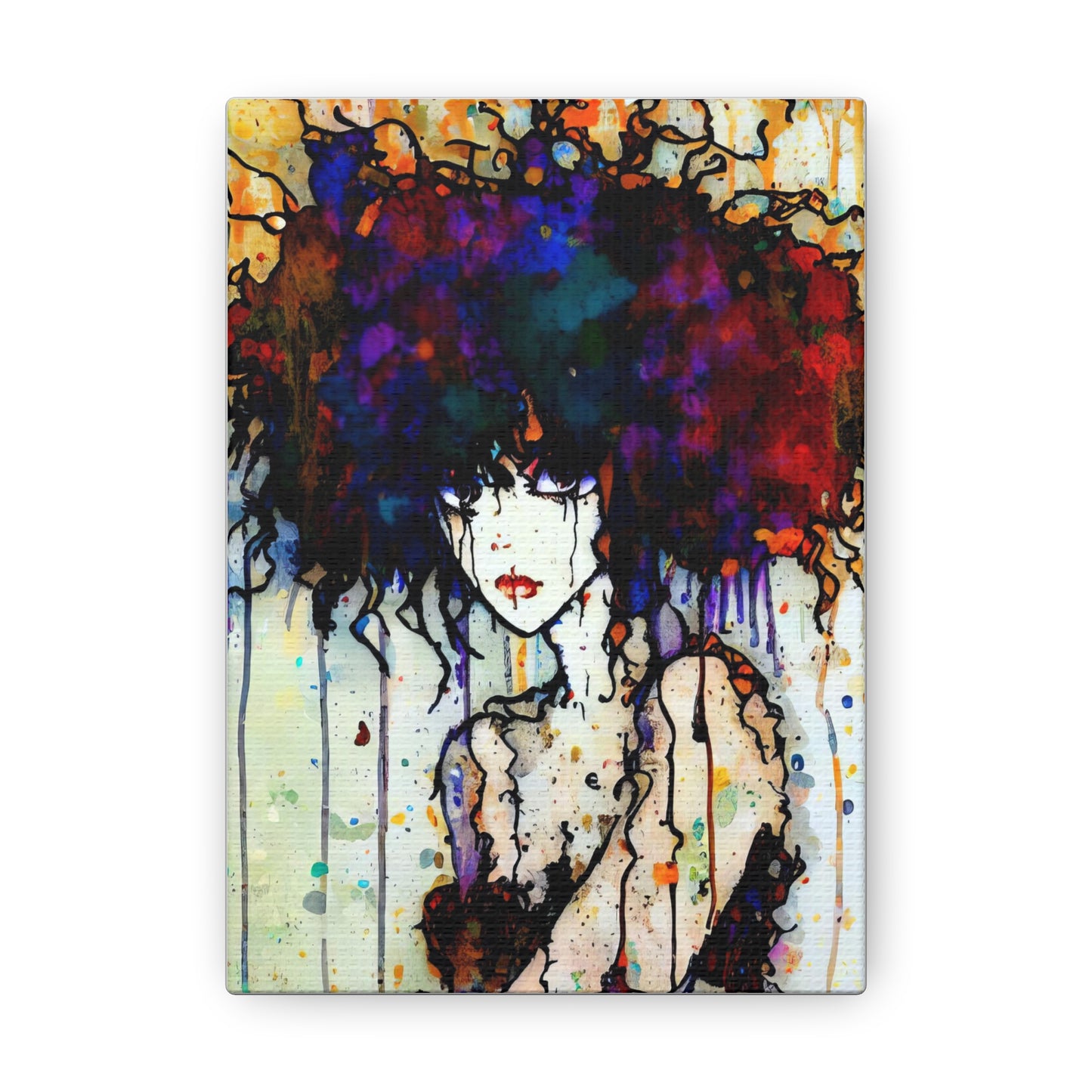 Girl with Big Hair  - Canvas Wall Art