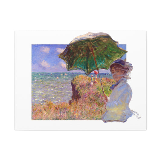Monet - Woman with Parasol and Cliff Walk at Pourville - Canvas Wall Art