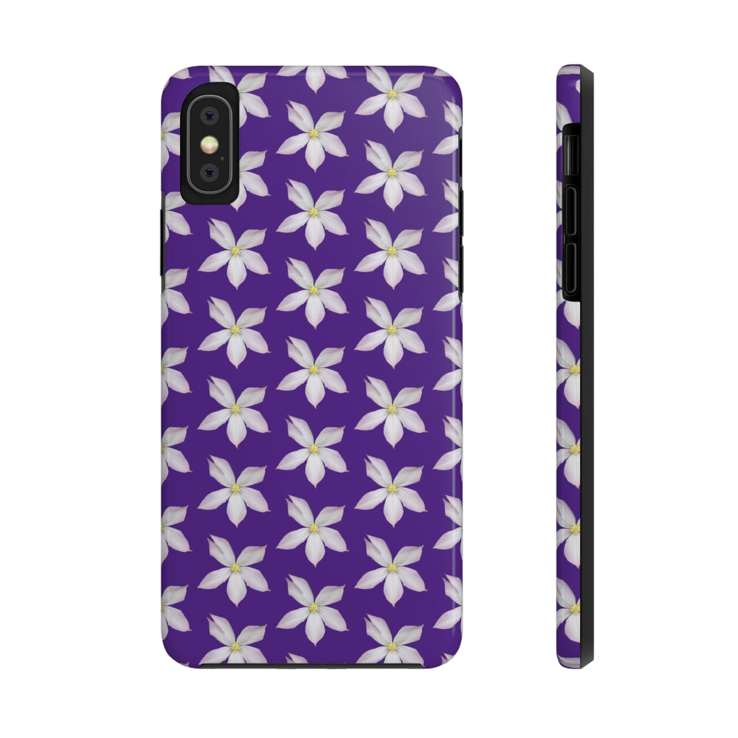 White Clematis Purple Tough Phone Case