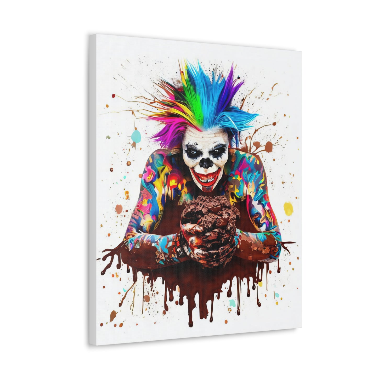 Creepy Clown Chocolate Ice Cream  - Canvas Wall Art