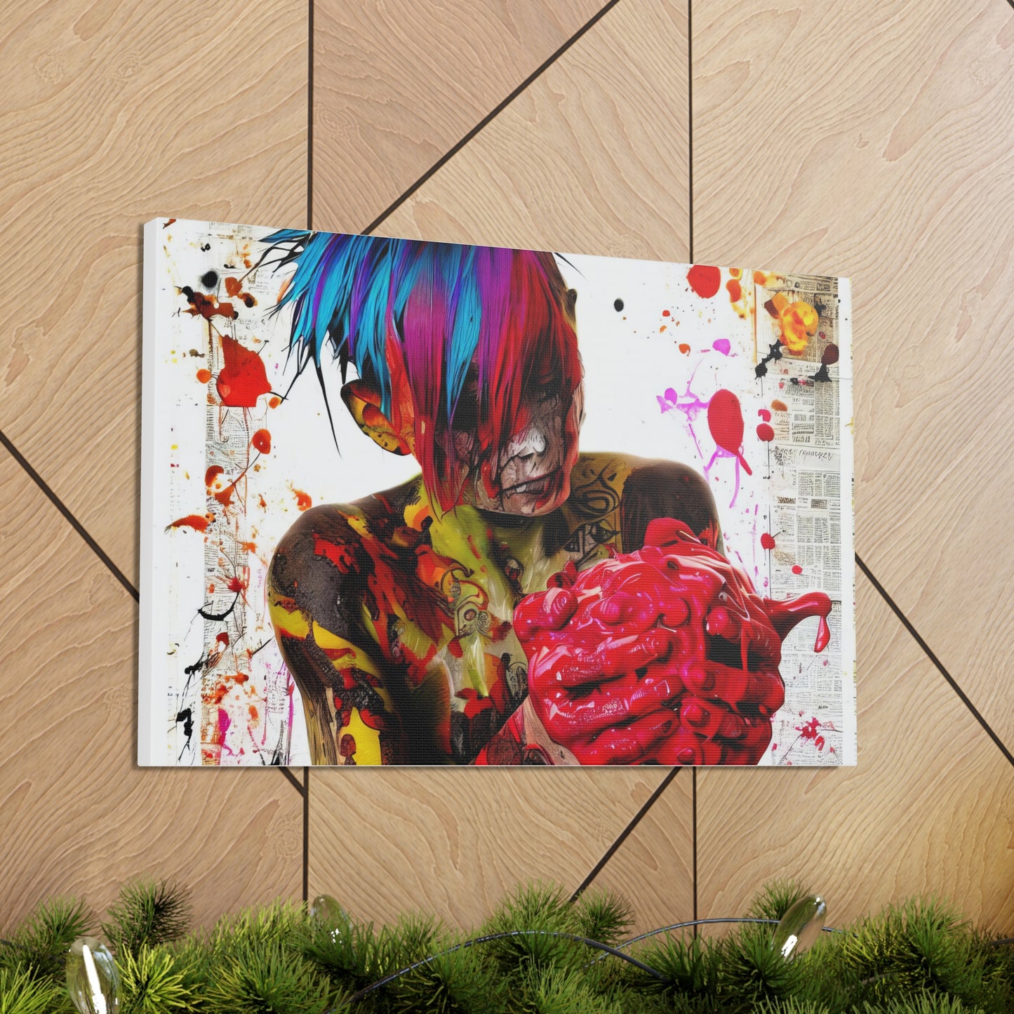 Tattooed Boy with Big Heart  - Canvas Wall Art