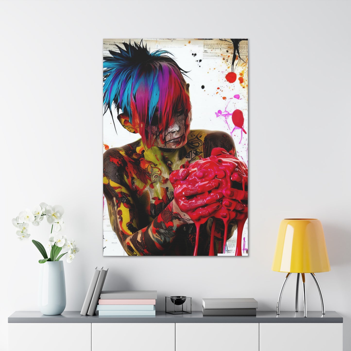 Tattooed Boy with Big Heart  - Canvas Wall Art