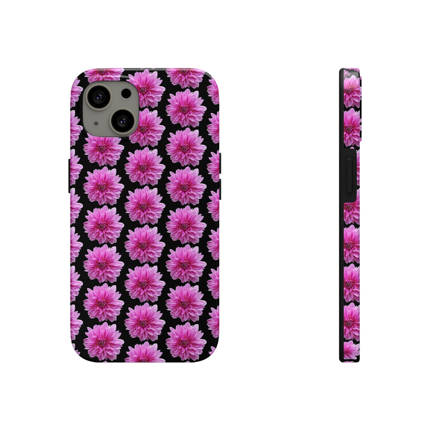 Pink Dahlia Black Tough Phone Case