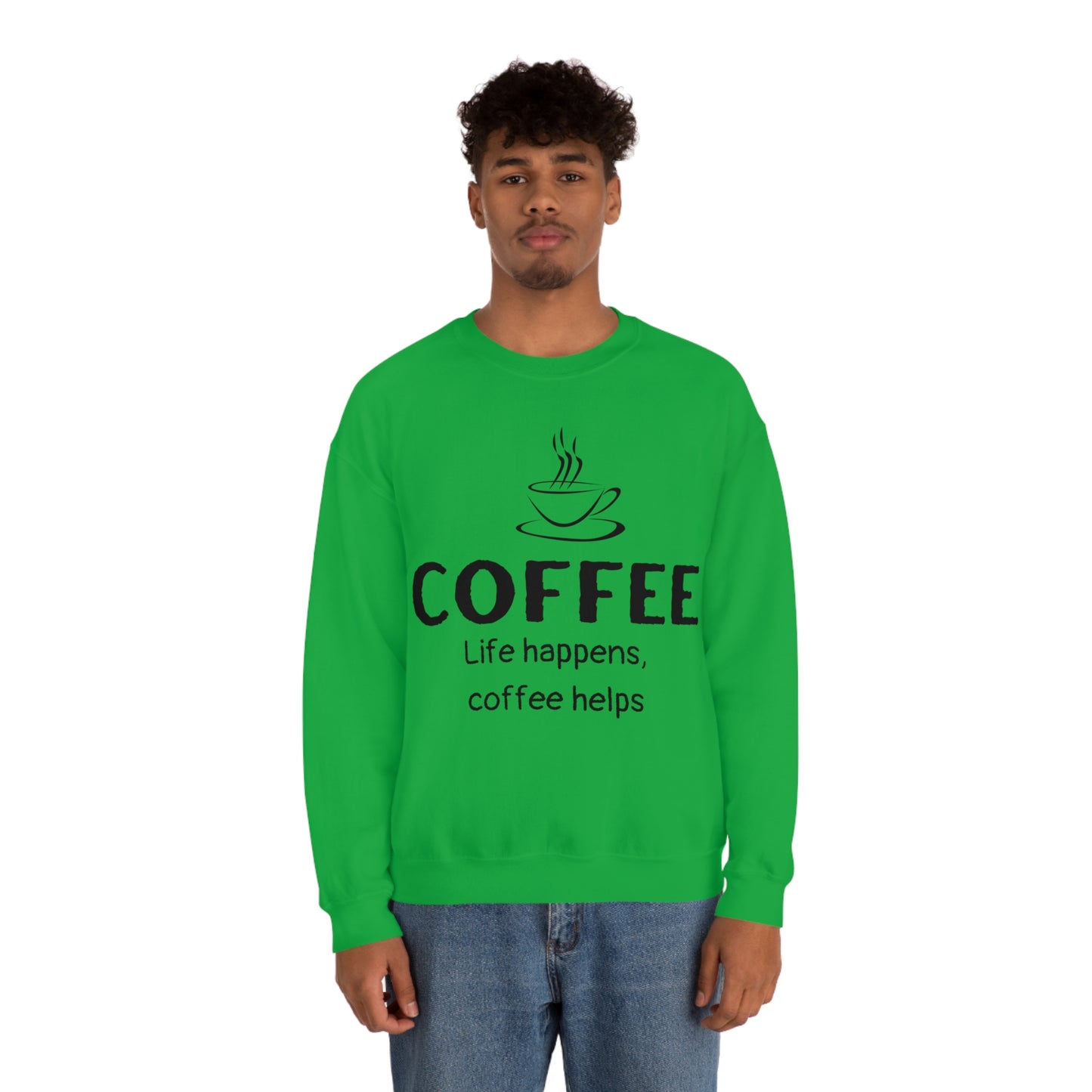 Heavy Blend™ Sweatshirt - Life Happens Coffee Helps