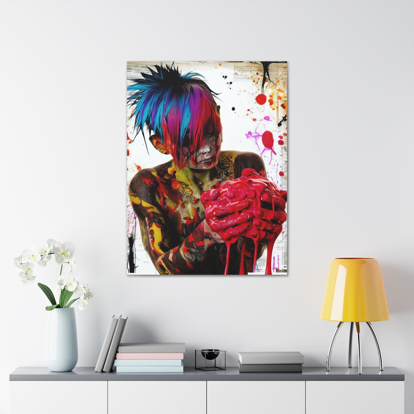 Tattooed Boy with Big Heart  - Canvas Wall Art