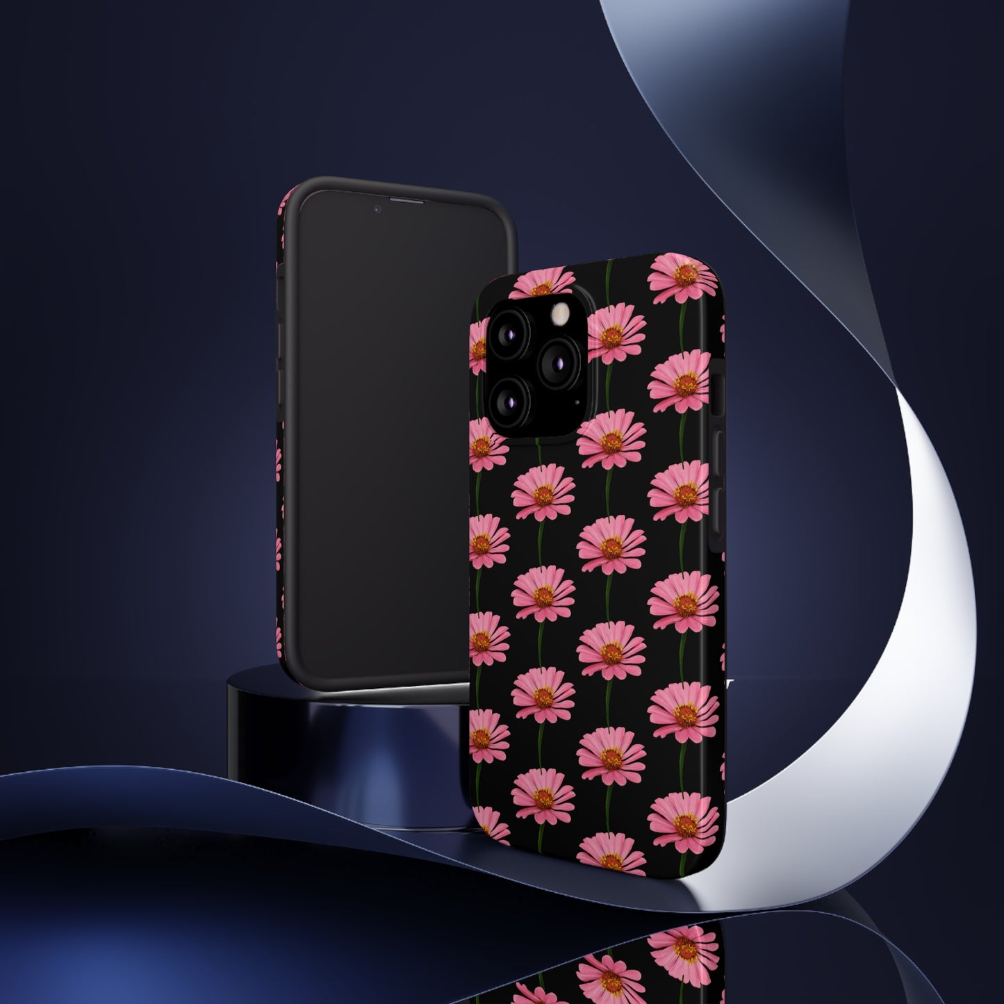 Pink Zinnia Black Tough Phone Case