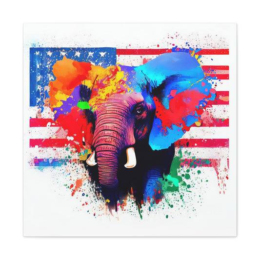 Elephant American Flag - Canvas Wall Art
