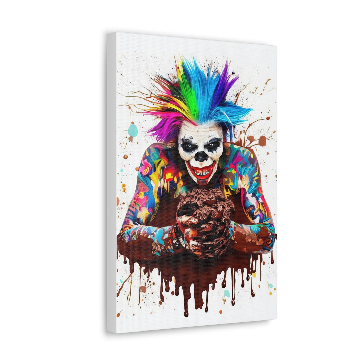 Creepy Clown Chocolate Ice Cream  - Canvas Wall Art