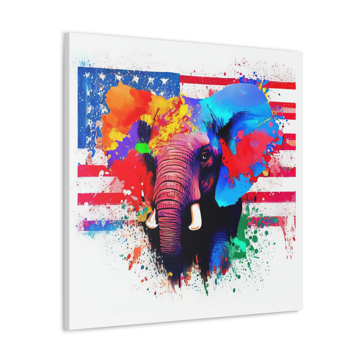 Elephant American Flag - Canvas Wall Art