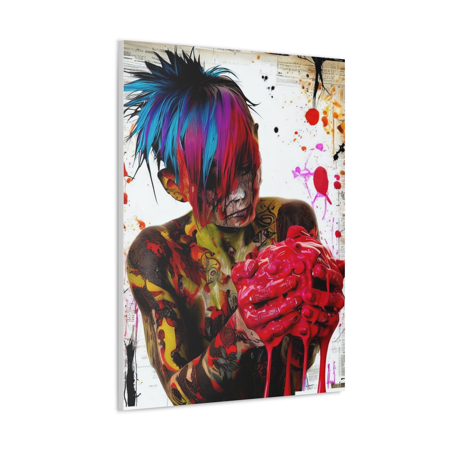 Tattooed Boy with Big Heart  - Canvas Wall Art