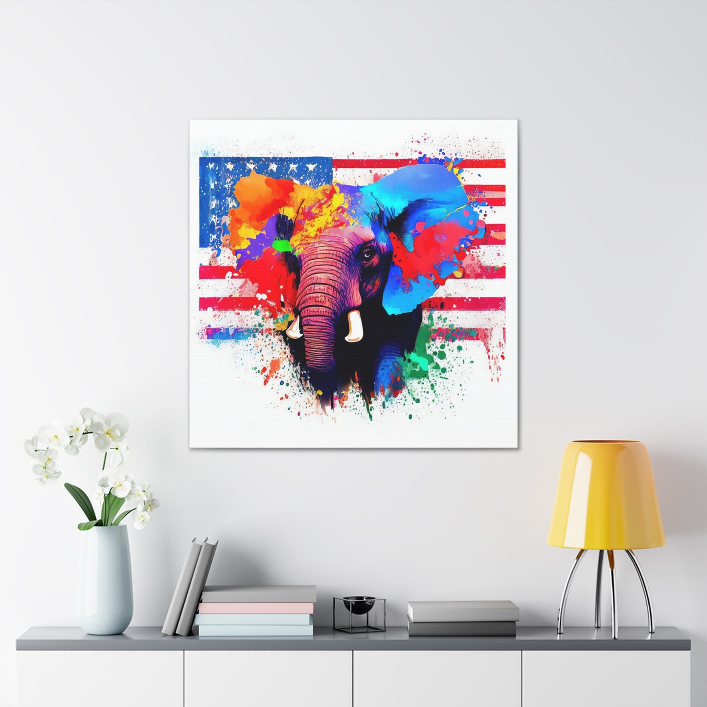 Elephant American Flag - Canvas Wall Art