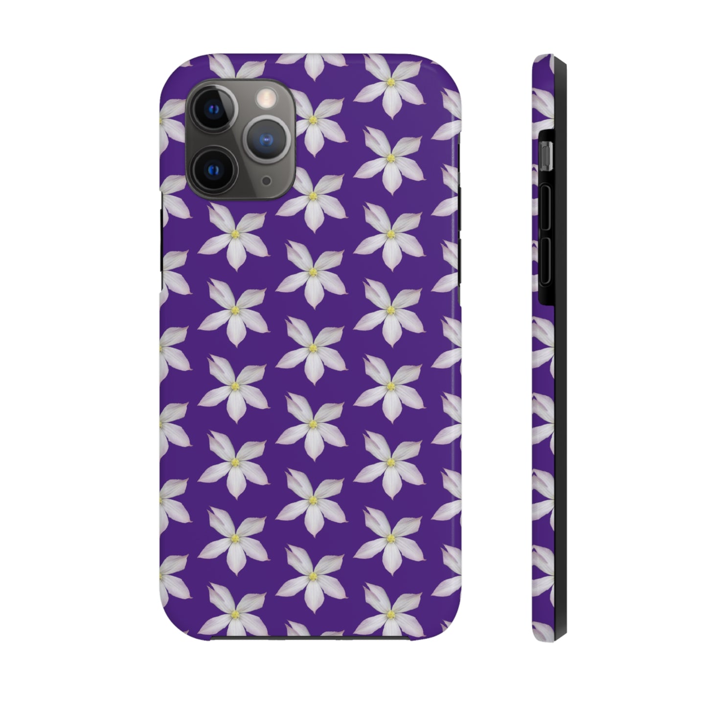 White Clematis Purple Tough Phone Case