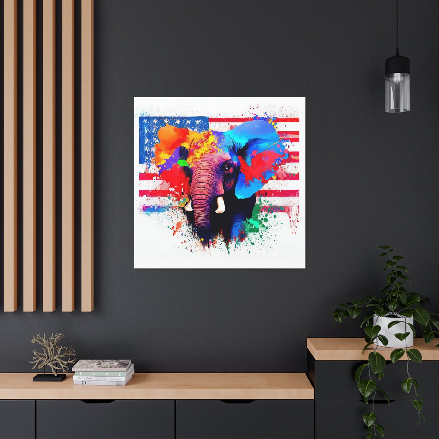 Elephant American Flag - Canvas Wall Art