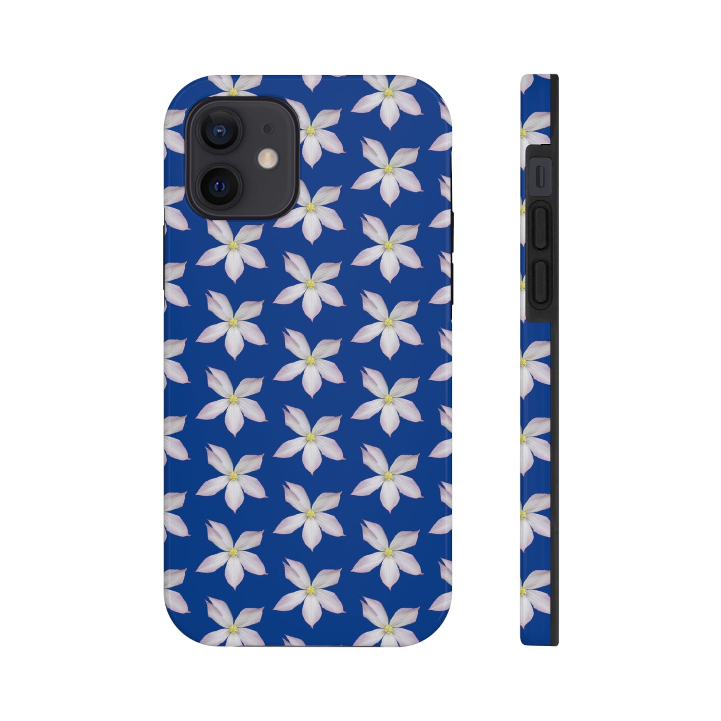 White Clematis Blue Tough Phone Case